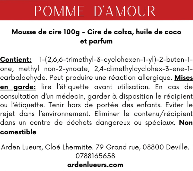 Mousse de cire Pomme d’amour 