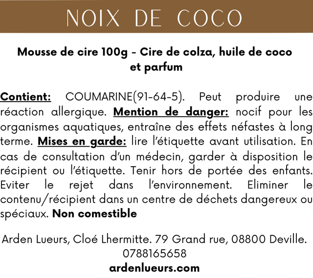 Mousse de cire Noix de coco