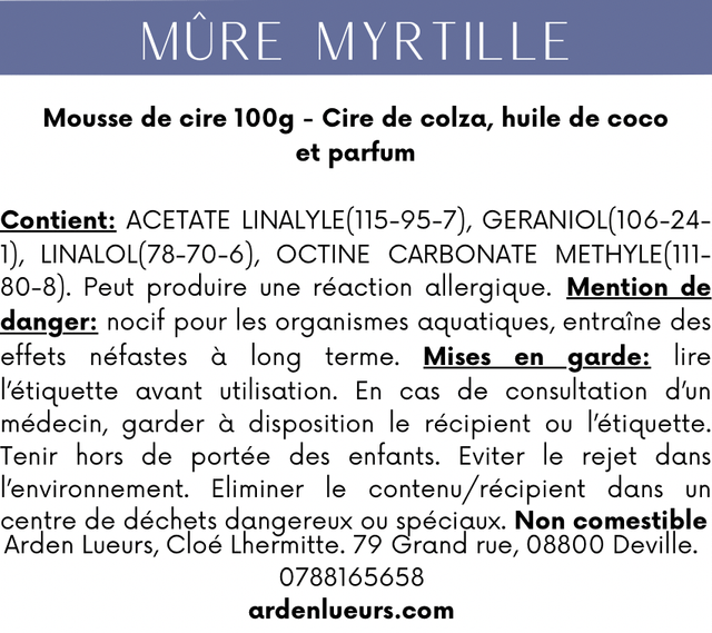 Mousse de cire Mûre Myrtille 