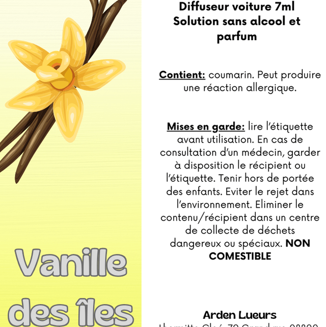 Diffuseur voiture Vanille des îles 