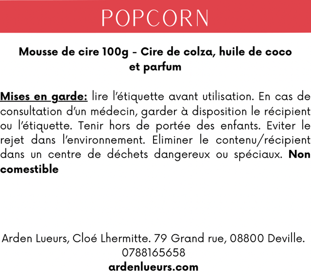 Mousse de cire Popcorn